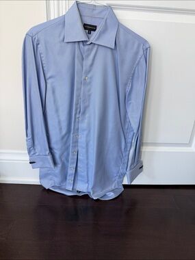 Stonehouse Cotton Light Blue Men's Dress Shirt with Micro-Texture & French cuffs